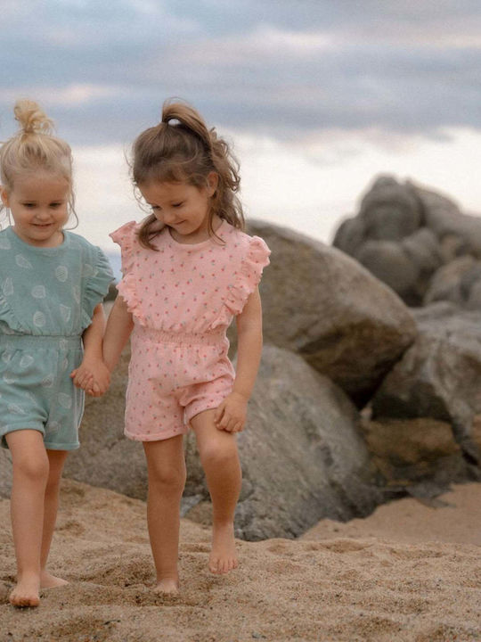 Kids' Fabric Jumpsuit Shorts/Bermudas Sunny Flowers Pink Pink