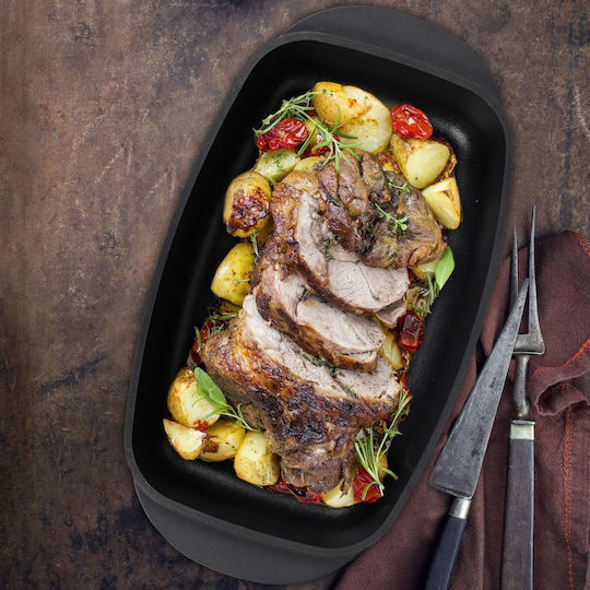 Relaxdays Aluminum Baking Pan with Lid Non-Stick Interior Coating 22x39cm