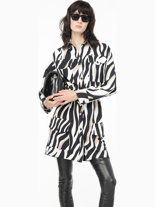 Mini Rochie-Cămașă Animal Print