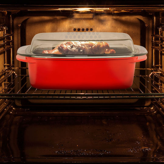 Relaxdays Baking Pan with Lid Cast Aluminum Non-Stick Interior Coating 22x39.5cm