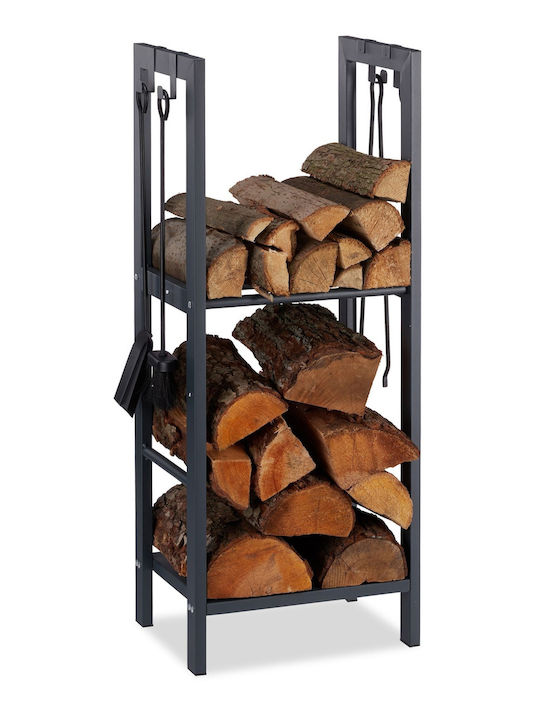 Relaxdays Inox Raft Depozitare lemne 100x40x30cm Gri