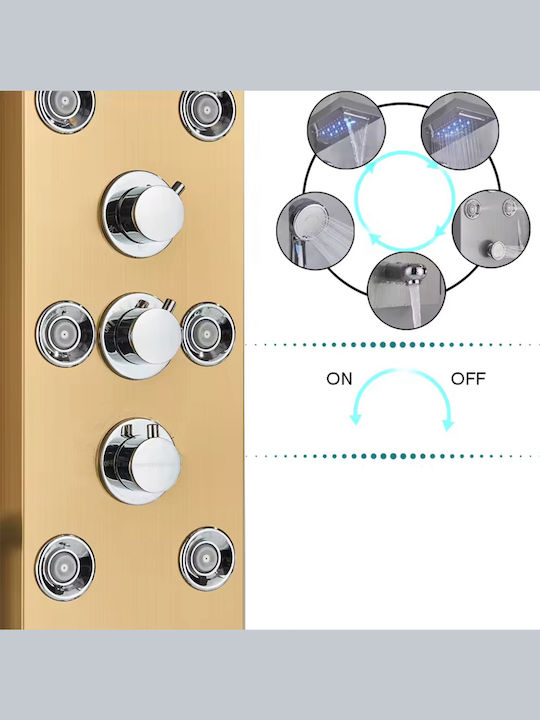 Naron Hydro Massage Column LED Lighting & Digital Display Brushed Gold
