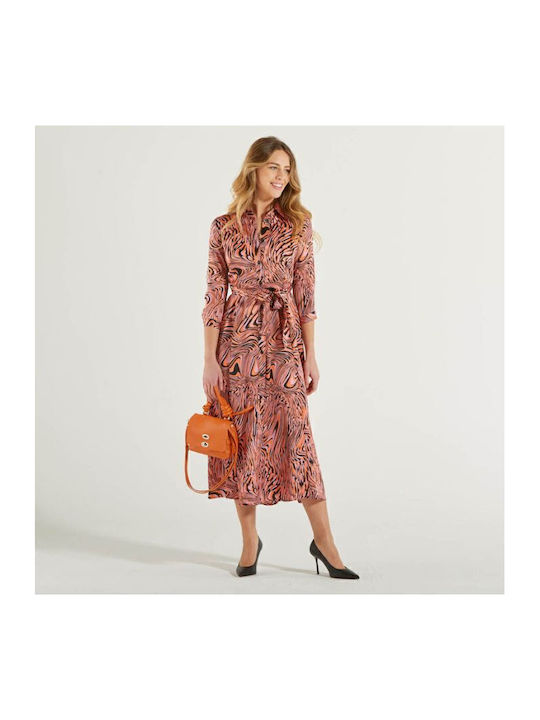 Amimone Summer Midi Shirt Dress Satin