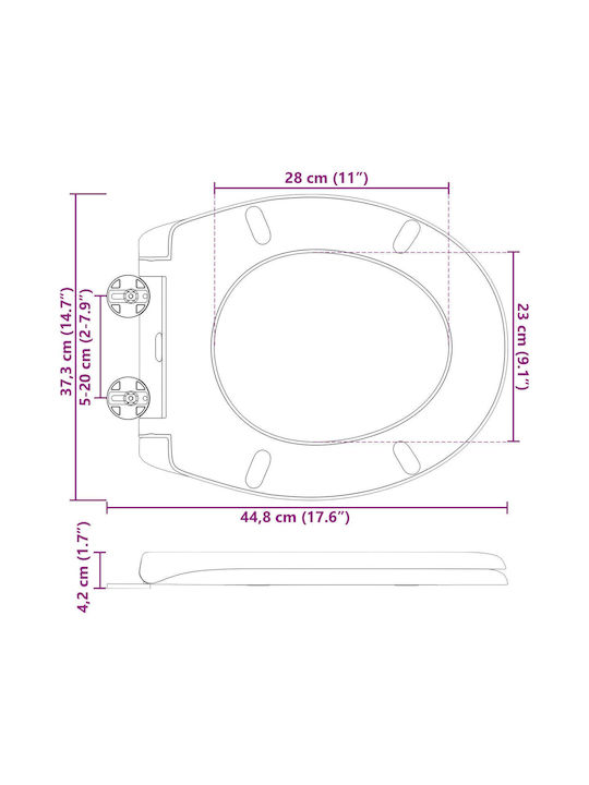 vidaXL Plastic Soft Close Toilet Seat Gray 37cm