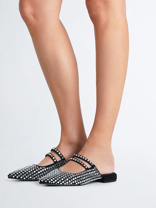 Viola 16 Suede Mules with High Heel in Silver Color
