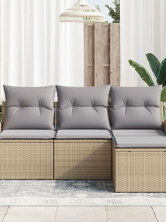 Corner Sofa Outdoor Rattan with Pillows 55x55x37cm