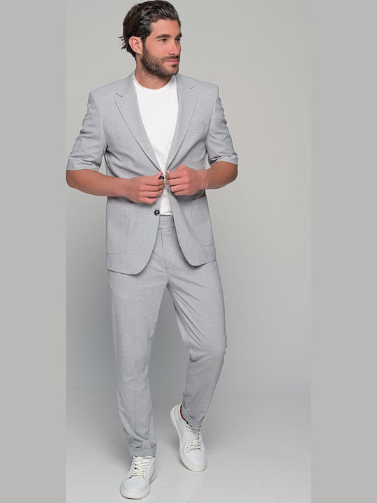 Prestigio Men's Summer Suit Slim Fit Grey