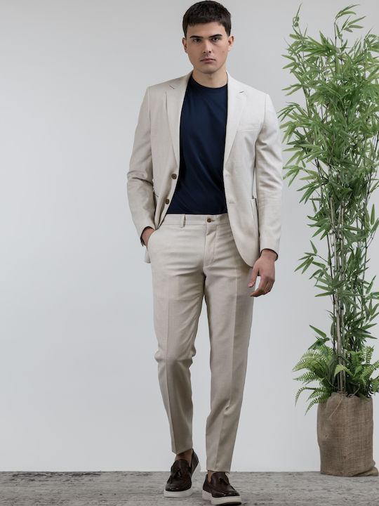 Men's Summer Suit Slim Fit Beige