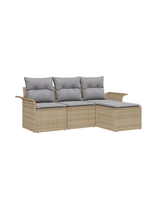 Corner Sofa Outdoor Rattan with Pillows 55x55x37cm