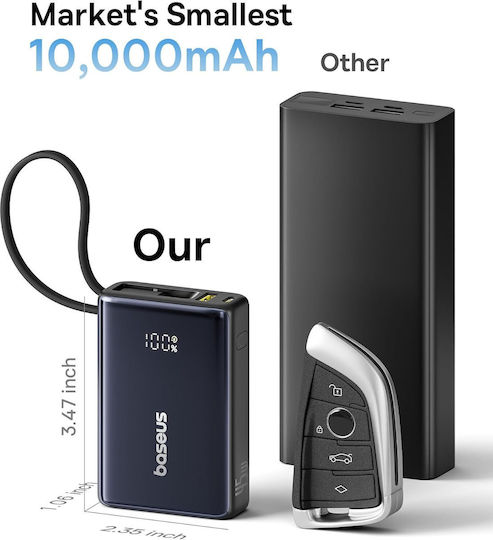 Baseus PicoGo Power Bank 10000mAh 45W с USB-C порт Power Delivery Черен