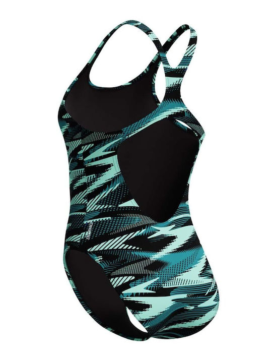 Hyperboom Allover Medalist Activewear Swimsuit Dark Teal  Green