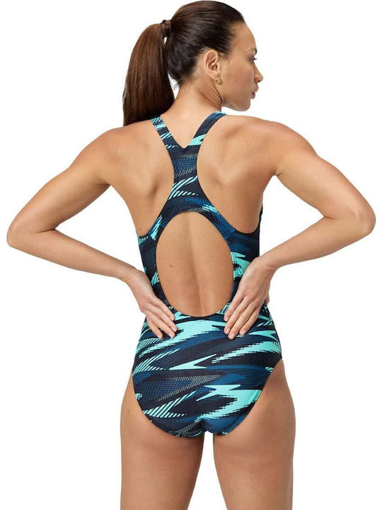 Hyperboom Allover Medalist Activewear Swimsuit Dark Teal  Green