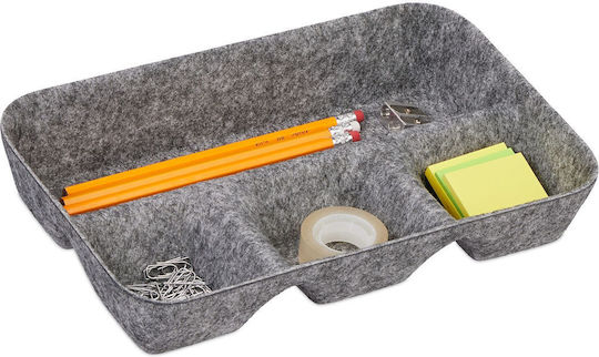 Desk Drawer Organizer Gray Made Fabric 5.5 X 29.5 X 19 Cm