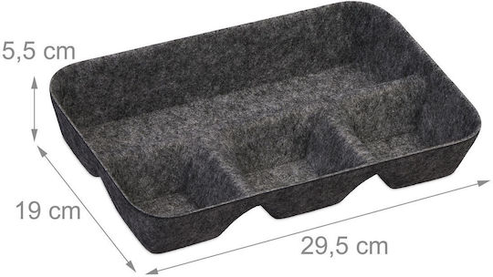 Desk Drawer Organizer Anthracite Made of Textile Material 5.5 x 29.5 x 19 cm