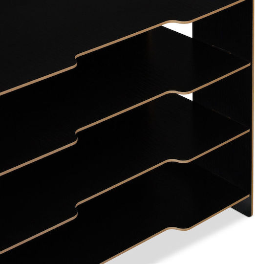 Organizator documente suport birou din MDF dimensiuni 27 x 32,5 x 25 cm negru Relaxdays
