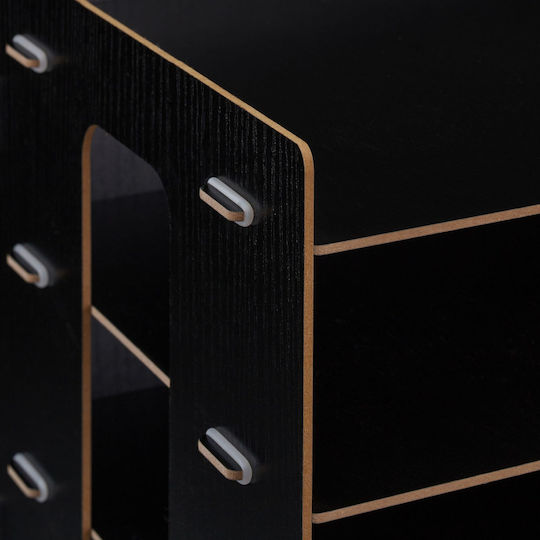 Organizator documente suport birou din MDF dimensiuni 27 x 32,5 x 25 cm negru Relaxdays