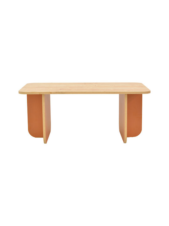 Oval Central Coffee Table Boca Wooden Oak-Ceramic Red M100xL60xH42cm