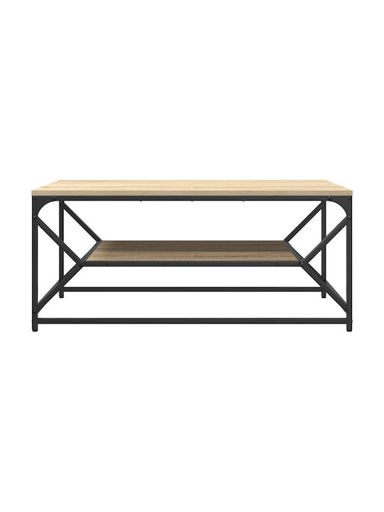 Rectangular Central Coffee Table Made of Solid Wood Brown W90xD50xH40cm