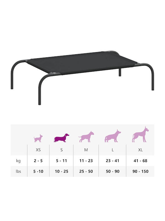 vidaXL Erhöht Hundebett Schwarz 90x50cm.
