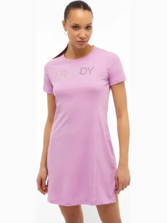 Καλοκαιρινό Mini T-shirt Φόρεμα Λιλα
