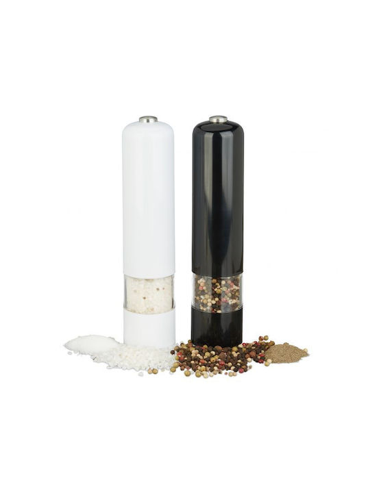 Relaxdays Set Electric Râșnițe Condimente din Plastic în Culoare Alb 5cm 2buc