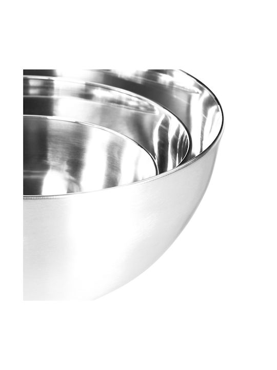 Relaxdays Bol de Servire Rotund Inox Gri 3buc