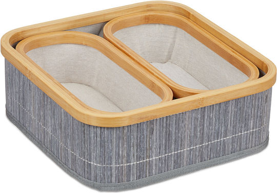 Relaxdays Wooden Storage Box with Lid Beige 3pcs