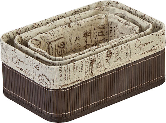 Relaxdays Wooden Storage Box with Lid Beige 3pcs