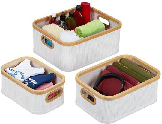 Relaxdays Hölzernes Aufbewahrungsbox mit Deckel Weiß 3Stück