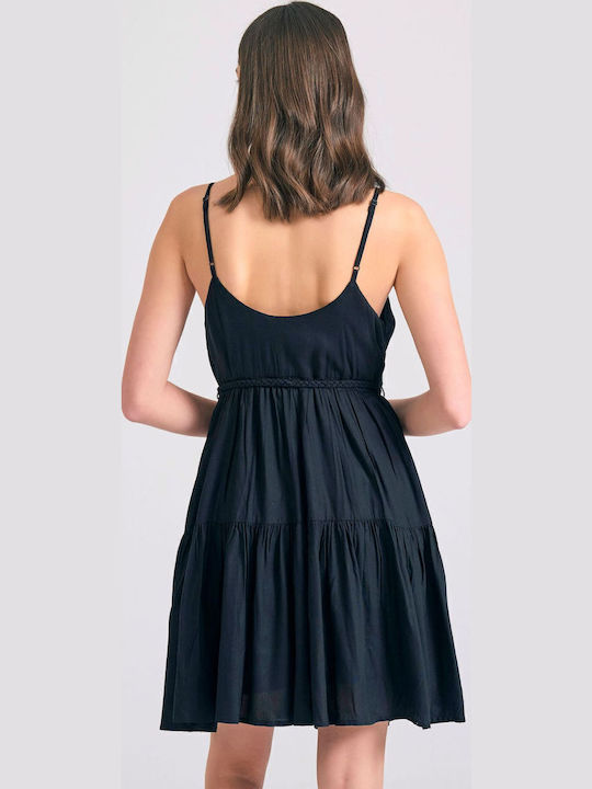 Summer Mini Dress with Ruffles Black FBL011-101-13-Black