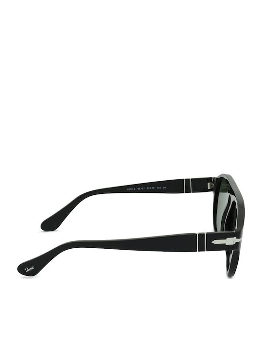 Persol 95/31 56 Унисекс Слънчеви Очила с Черна Пластмасова Рамка и Зелени Стъкла