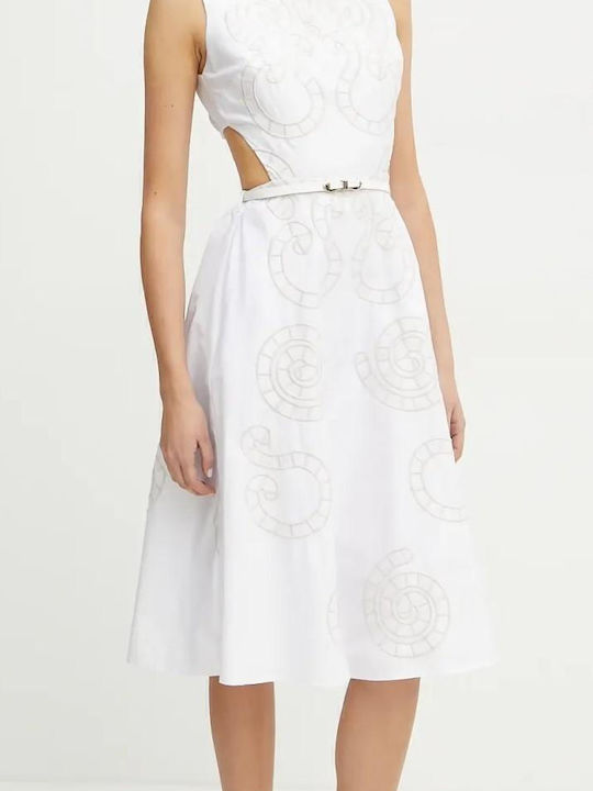 Sommer Midi Damenkleid Weiß/Milch