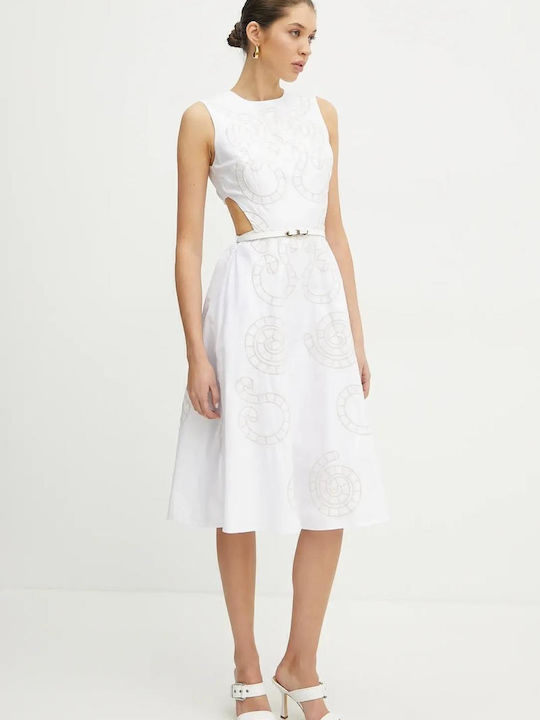 Sommer Midi Damenkleid Weiß/Milch