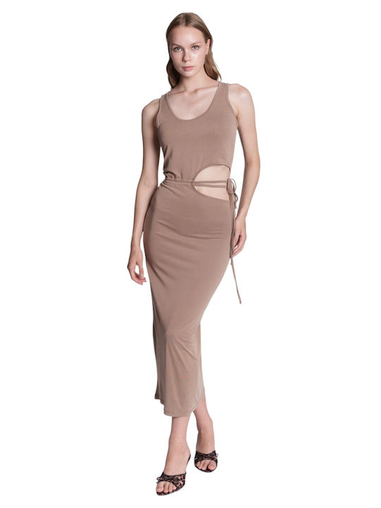 Καλοκαιρινό Midi Φόρεμα Taupe