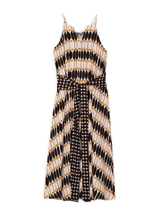 Maxi Βραδινό Φόρεμα Κομπινεζόν Brown