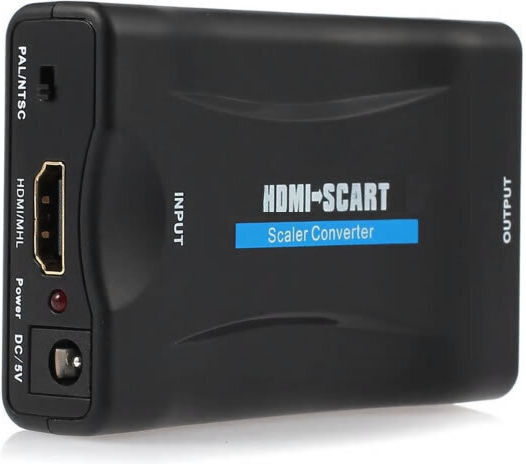 Adaptor HDMI La Scart Activ Full HD HDMI Digital La Analog Euroscart Convertor Feminin Conector Video Audio Sunet Cablu de Alimentare USB 5V