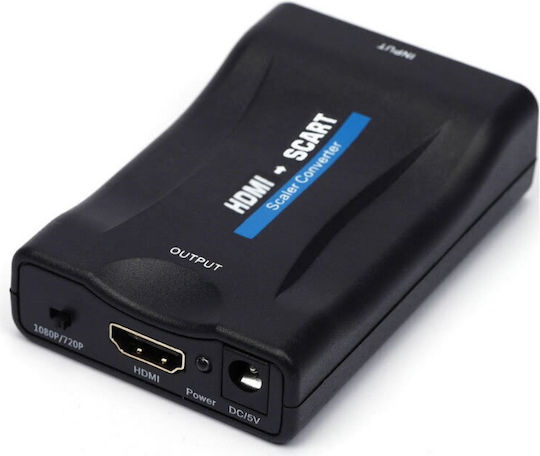 Adaptor HDMI La Scart Activ Full HD HDMI Digital La Analog Euroscart Convertor Feminin Conector Video Audio Sunet Cablu de Alimentare USB 5V