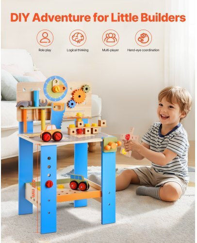 Vevor Wooden Kids Working Bench for 3+ Years 62 Pieces