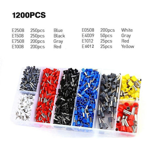 Set 1200 Onuvio Terminal Pins Crimp Ferrules End Pins Electrical Conductors 0.5-10mm