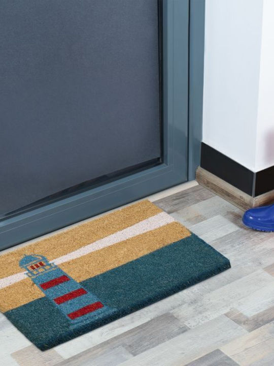 Relaxdays Covor de Intrare din Cocos cu Suport Antiderapant Multicolor 60x40buc Grosime 15mm