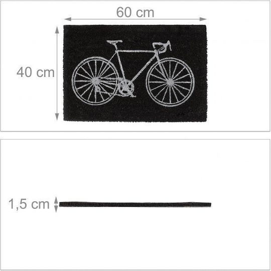 Relaxdays Covor de Intrare din Cocos cu Suport Antiderapant Negru 60x40buc Grosime 15mm