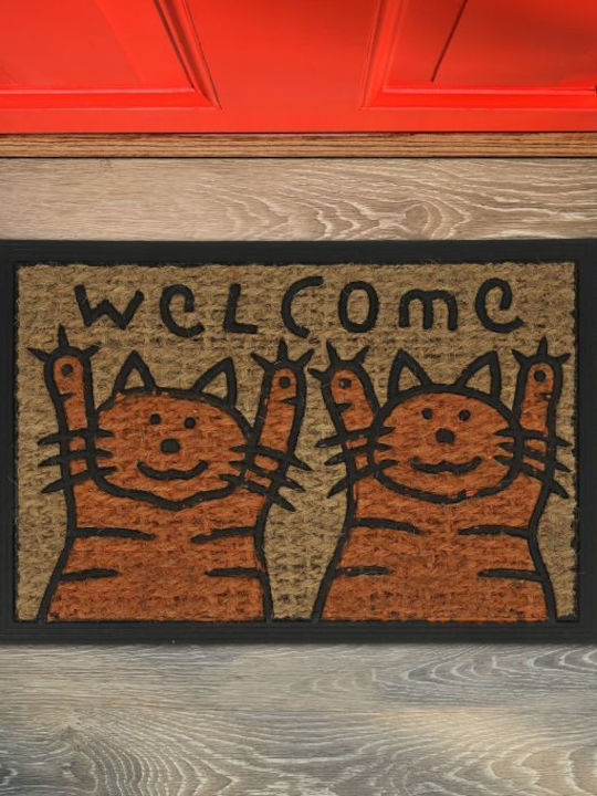 Relaxdays Covor de Intrare din Cocos cu Suport Antiderapant Multicolor 60x40buc Grosime 15mm