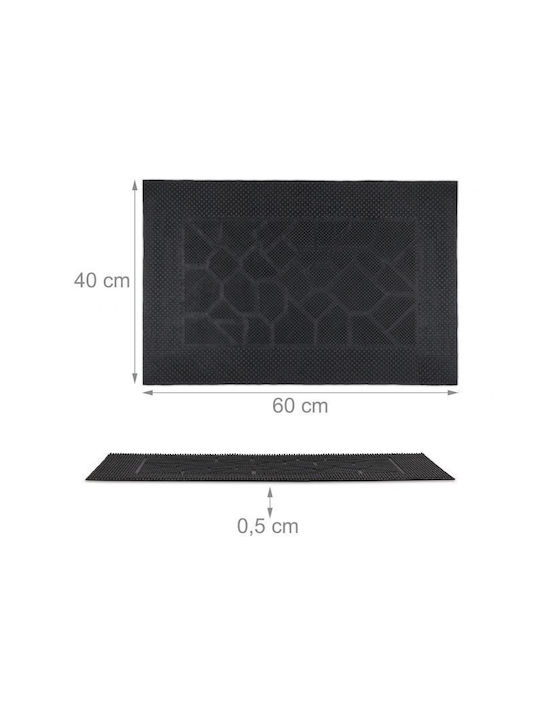 Relaxdays Covor de Intrare Antiderapant din Cauciuc Negru 60x40buc Grosime 5mm