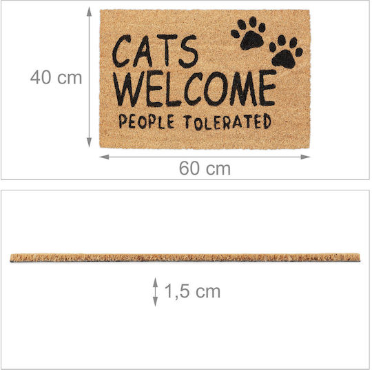 Relaxdays Entrance Mat made of Coir with Anti-slip Backing Multicolour 60x40cm