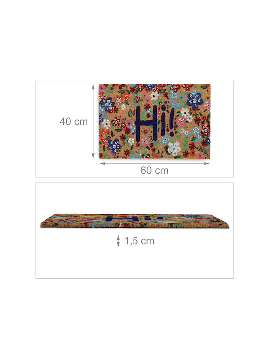 Relaxdays Covor de Intrare din Cocos cu Suport Antiderapant Multicolor 60x40buc
