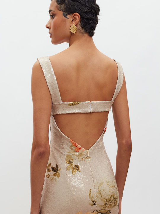 Summer Mini Evening Dress Beige