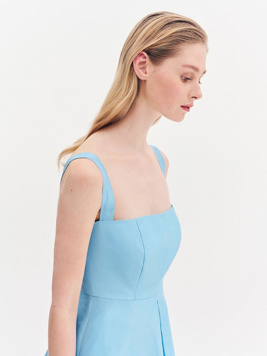 Summer Midi Dress for Wedding Christening Light Blue