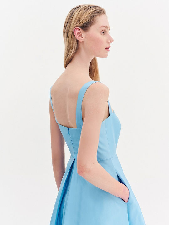 Summer Midi Dress for Wedding Christening Light Blue