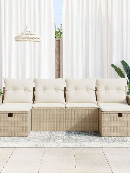 Corner Sofa Outdoor Rattan with Pillows 55x62x69cm