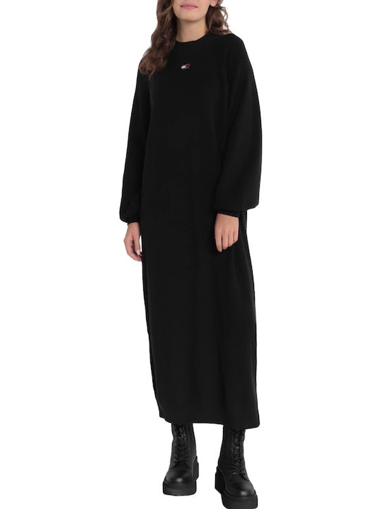 Rochie Midi Tricotată Cu Deschizătură Neagră